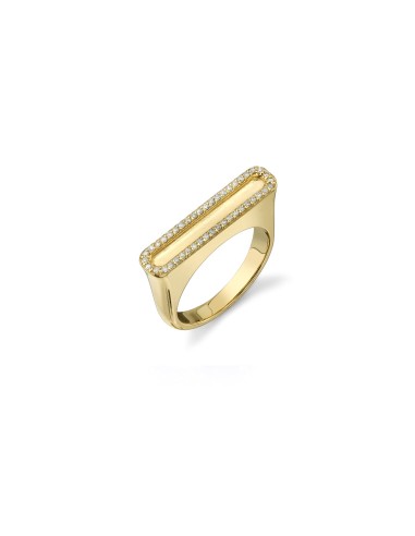 14K Gold Diamond Frame Tower Ring de France