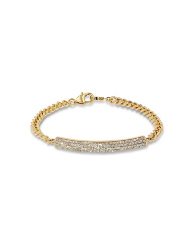 14K Gold Curb Chain Bracelet with Diamond Bar Livraison rapide