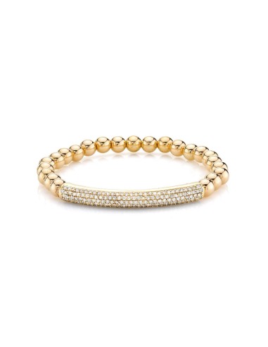 14K Gold 6mm Beaded Bracelet with Diamond Bar Voir les baskets