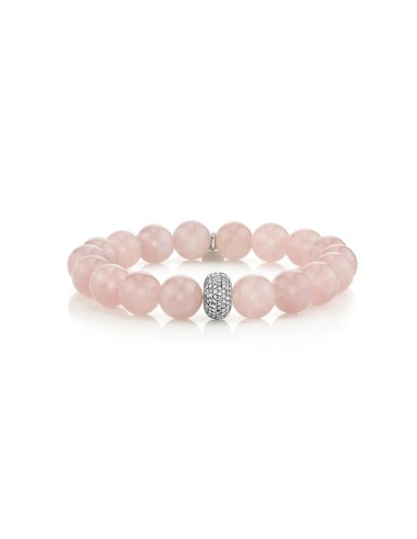 Rose Quartz Bracelet With Pavé Diamond Donut Livraison rapide