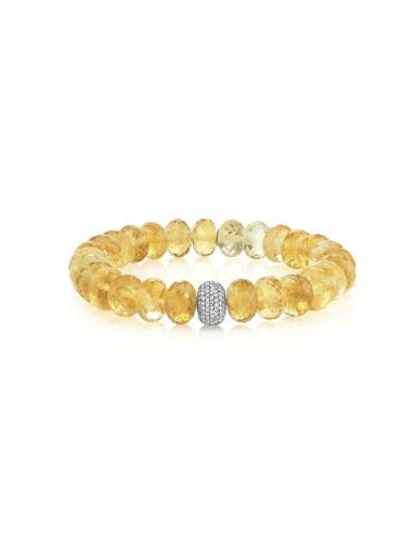 Citrine Bracelet with Diamond Donut - 10mm Paris Déstockage Promo