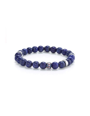 Mr. LOWE Men's Lapis & Silver Bracelet with African Bead - 8mm Jusqu'à 80% De Réduction