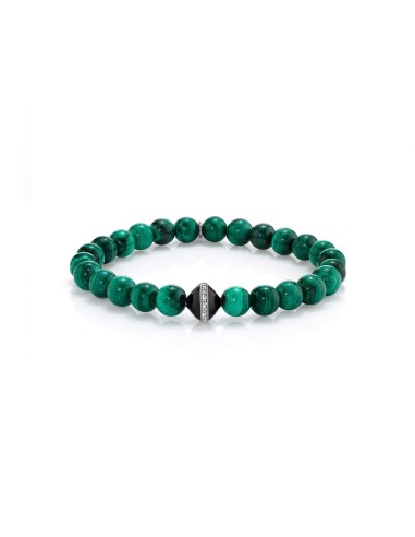 Mr. LOWE Men's Malachite Bracelet with Diamond Enamel Bead Pour