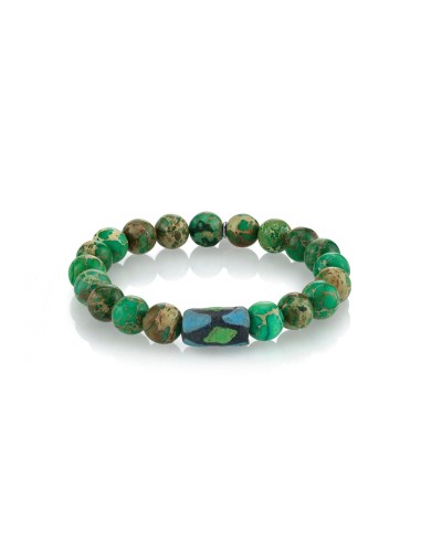 Mr. LOWE Men's Jasper Bracelet with African Krobo Bead - 10mm store