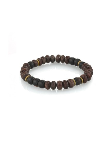 Mr. LOWE Men's Brown Mixed Gemstones Bracelet with Brass Beads - 8mm Véritable concentré