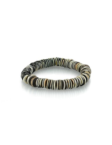 Mr. LOWE Men's Shell and Vinyl Bracelet with Moroccan and Silver Beads Les magasins à Paris