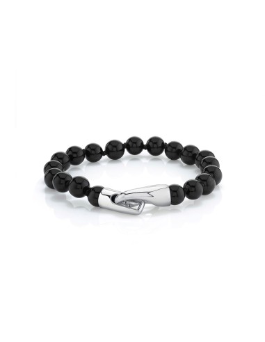 Mr. LOWE Men's Onyx Bracelet with Silver Hook Clasp 50% de réduction en Octobre 2024