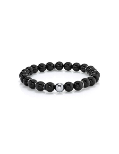 Mr. LOWE Men's Onyx Bracelet with Silver Bead and Silver Disks - 8mm 50-70% off 