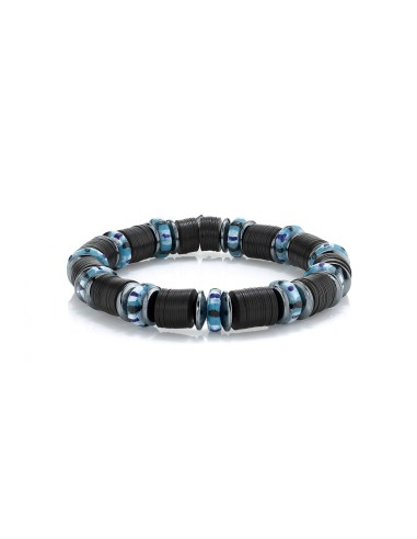 Mr. LOWE Men's Black Vinyl, Hematite & African Bead Bracelet - 10mm store