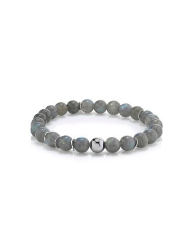 Mr. LOWE Men's Labradorite Bracelet with 8mm Silver Bead and Discs - 8mm 50-70% off 