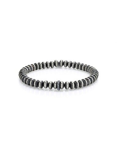 Mr. LOWE Men's Silver Bead and Diamond Bracelet - 7mm de technologie