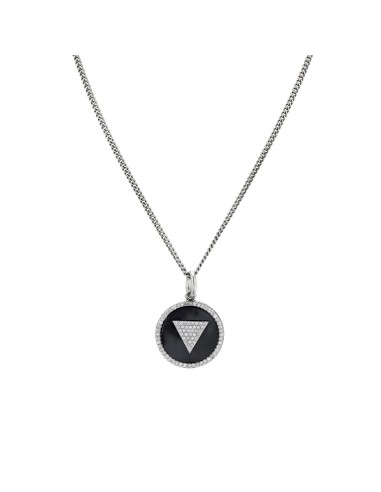 Mr. LOWE Men's Onyx Inlay and Diamond Serenity Triangle Chain Necklace les ctes