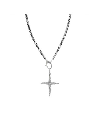 Mr. LOWE Men's Diamond Star Cross Pendant Chain Necklace 2023