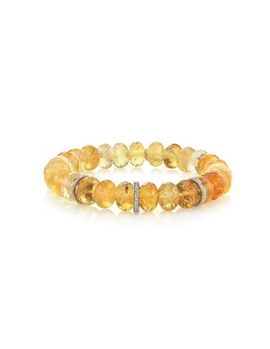 Citrine Beaded Bracelet with 3 Diamond Rondelles - 10mm online