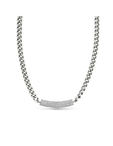 Short Curb Chain Necklace with Diamond Roll Bar JUSQU'A -70%! 