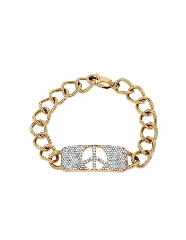 14k Gold Peace is the Answer Diamond ID Bracelet En savoir plus