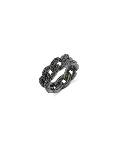 Black Diamond Curb Chain Link Ring pas cher 