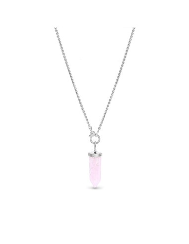 Rose Quartz and Diamond Crystal Point Necklace paiement sécurisé