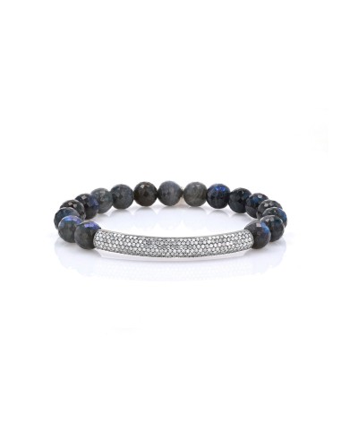 Labradorite Faceted Bead Bracelet with Diamond Bar - 8mm 2023