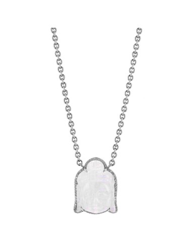 Carved Rainbow Moonstone Buddha Necklace le concept de la Pate a emporter 