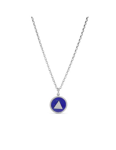 Mr. LOWE Men's Lapis Inlay and Diamond Serenity Triangle Chain Necklace destockage