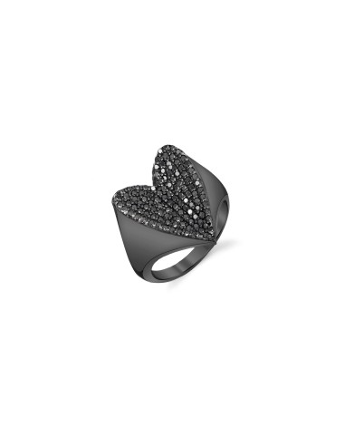 Black Diamond Folded Heart Ring brillant des détails fins