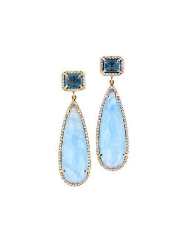 14k Gold Aquamarine and London Blue Topaz Double Drop Earrings "One of a Kind" store