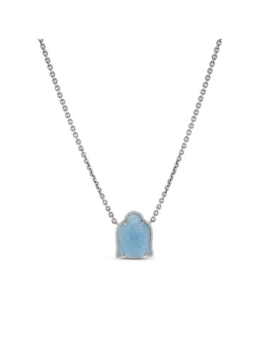 Aquamarine and Diamond Buddha Pendant Necklace - 19" 2023