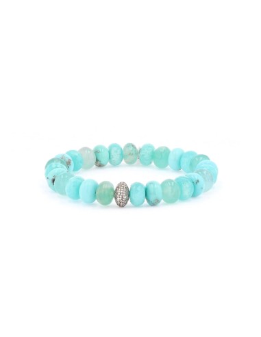 Blue Green Gemstone Beaded Bracelet with Pave Diamond Donut - 10mm 2 - 3 jours ouvrés.