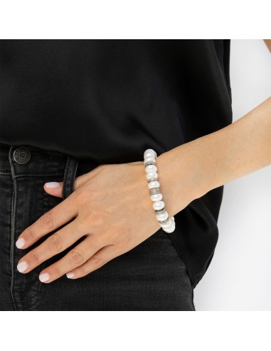 White Pearl and Diamond Rondelle Bracelet Fin de série