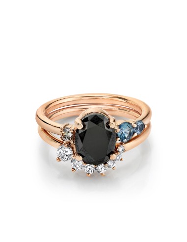 Black Diamond Oval Engagement Ring & Brilliant Nova Band pour bénéficier 