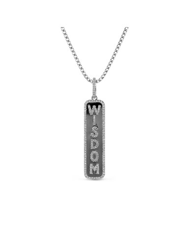 Silver and Diamond WISDOM Dog Tag Pendant 50-70% off 