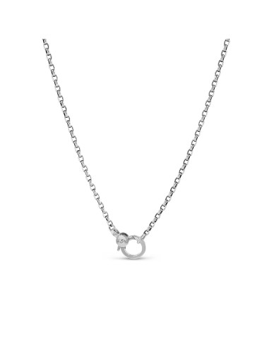 Silver Box Chain Necklace with Single Diamond Claw Clasp - 17" online