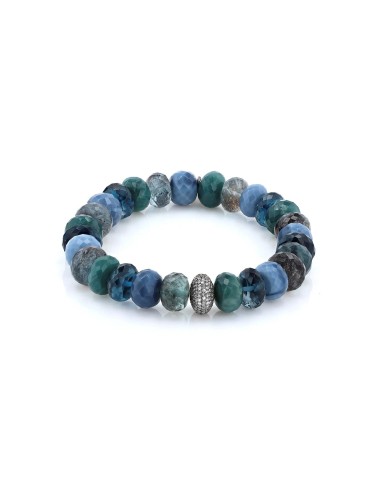 Blue Green Mix Bead Bracelet with Diamond Donut - 10mm sélection de produits