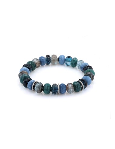 Blue Green Mix bead Bracelet with 3 Diamond Rondelles - 10mm sélection de produits