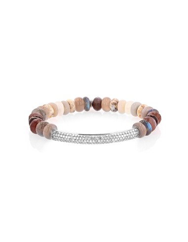 Neutral Gradient Bead Bracelet with Diamond Bar Les êtres humains sont 