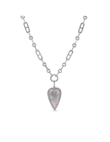 Opal & Diamond Heart Pendant on Soho H-Link Chain Necklace - 18" les muscles