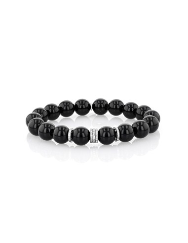 Onyx Bead Bracelet with 5 Diamond Rondelles - 10mm les muscles