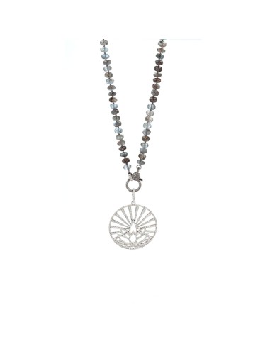 Sunrise Lotus Eye Pendant on Aquamarine Necklace - 36" de technologie