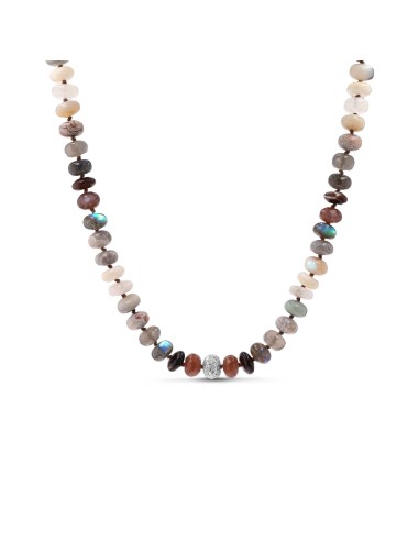 Neutral Gradient Knotted Necklace with Diamond Cobblestone Donut - 16-18" de pas cher