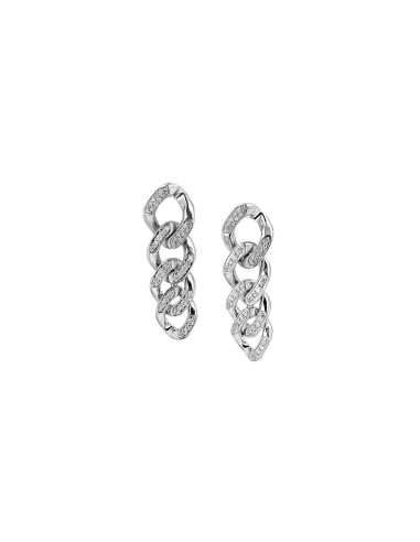 Curb Chain Link Diamond Earrings en linge