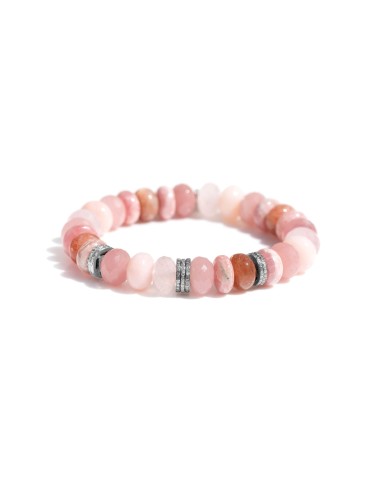 Pink Faceted Rondelle Mix and Diamond Bracelet - 10mm Amélioration de cerveau avec