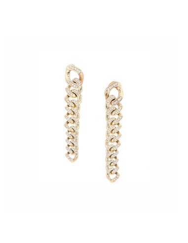 14k Gold Tapered Curb Chain Pave Diamond Earrings les ligaments