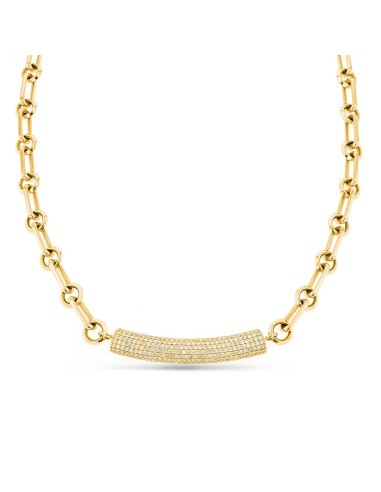 14K Gold Pave Diamond Bar on 14K Soho Chain Necklace - 18" pas cher chine