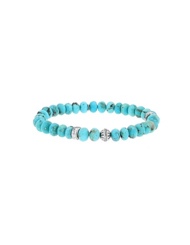 Mr. LOWE Men's Turquoise Bracelet with Silver Bicone Bead - 8mm outlet