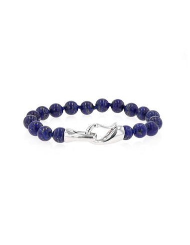 Mr. LOWE Men's Lapis Bead Bracelet with Silver Hook Clasp - 8mm Par le système avancé 