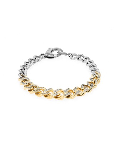 14K Gold Diamond & Silver Tapered Curb Chain Bracelet france