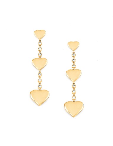 14k Gold Triple Drop Bezel Diamond Heart Earrings À commander