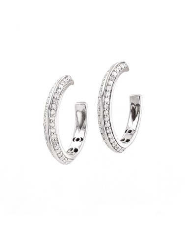 Knife Edge Silver & Diamond Hoop with Gallery Earrings - 22mm Les magasins à Paris et en Île-de-France