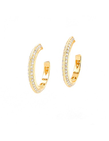 Knife Edge 14K & Diamond Hoop with Gallery Earrings - 20mm en stock